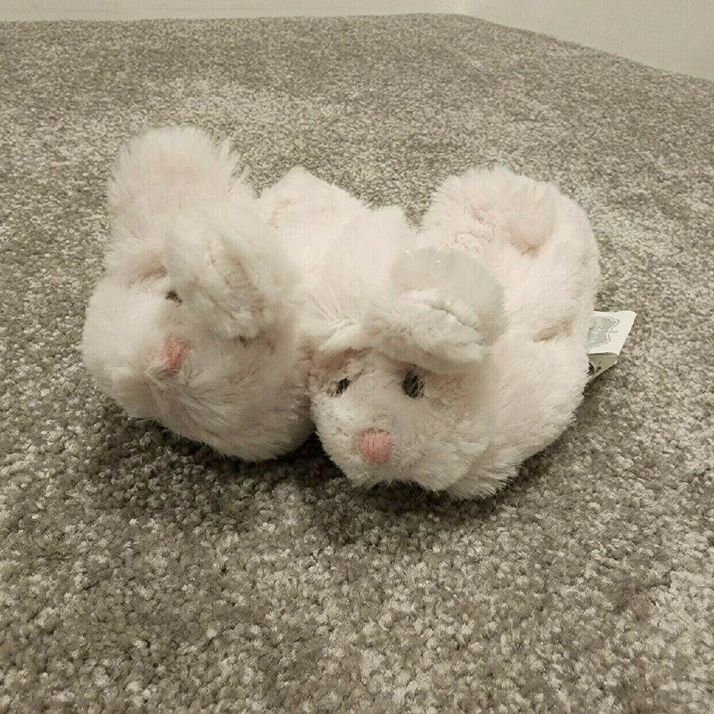 Mud Pie Pink Baby Girls Bunny Slippers Sz 0-12M
